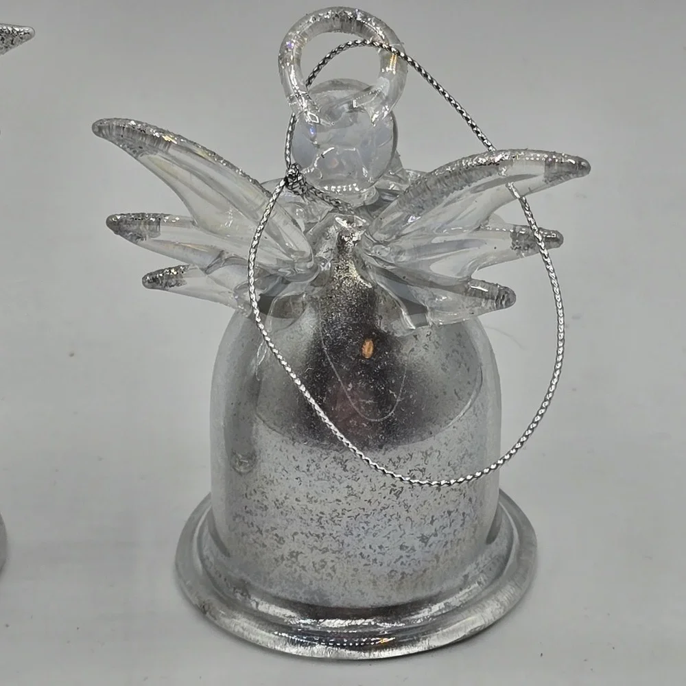 Vintage Glass Angel Ornaments Hand Blown Glass‎ Christmas Ornaments Set Of 2